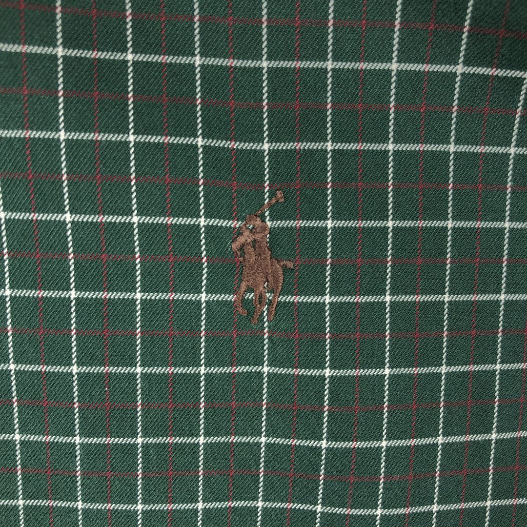 Ralph Lauren Classic Fit Long Sleeve Button Down Check Shirt Men's XL cotton Green type dark green Vintage Second Hand
