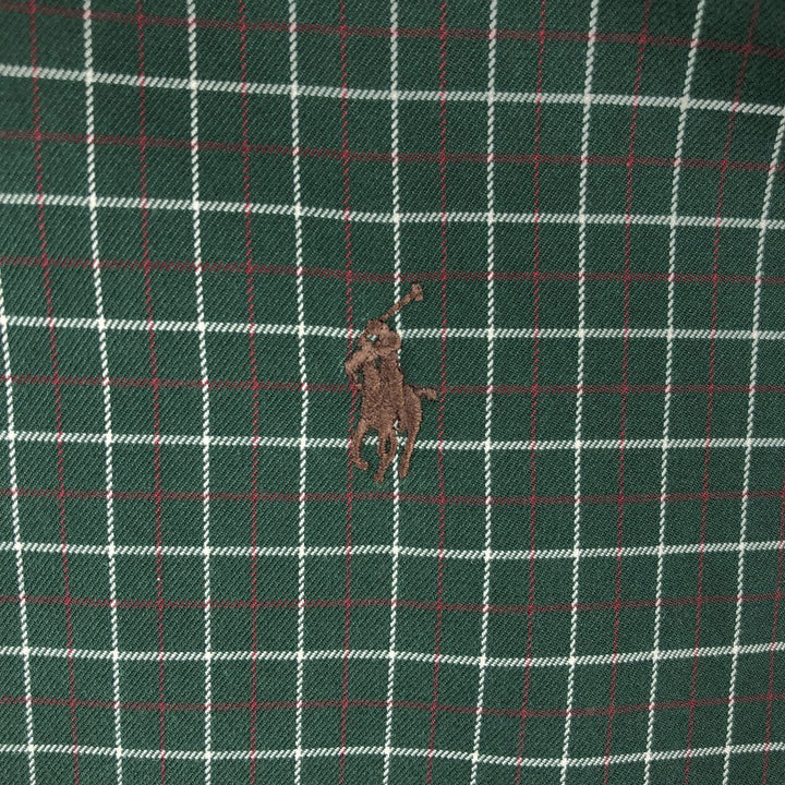Ralph Lauren Classic Fit Long Sleeve Button Down Check Shirt Men's XL cotton Green type dark green Vintage Second Hand