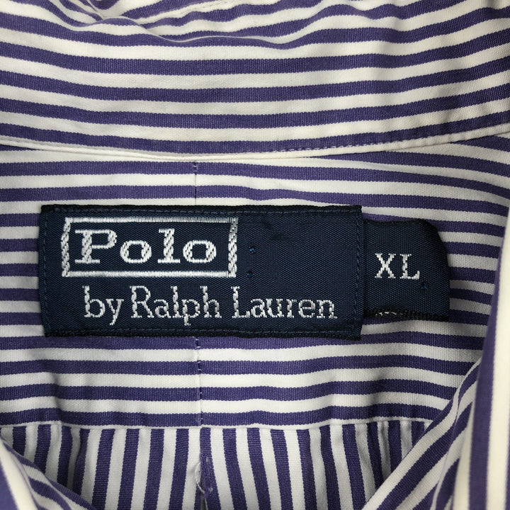 Ralph Lauren POLO by Ralph Lauren long-sleeved button-down striped shirt, men's size XL cotton purple type Vintage Second Hand