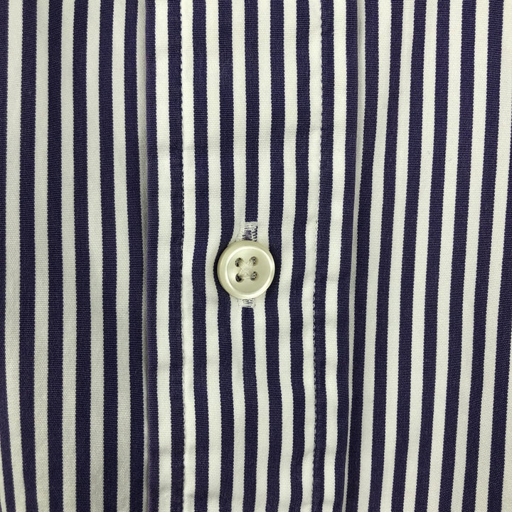 Ralph Lauren POLO by Ralph Lauren long-sleeved button-down striped shirt, men's size XL cotton purple type Vintage Second Hand