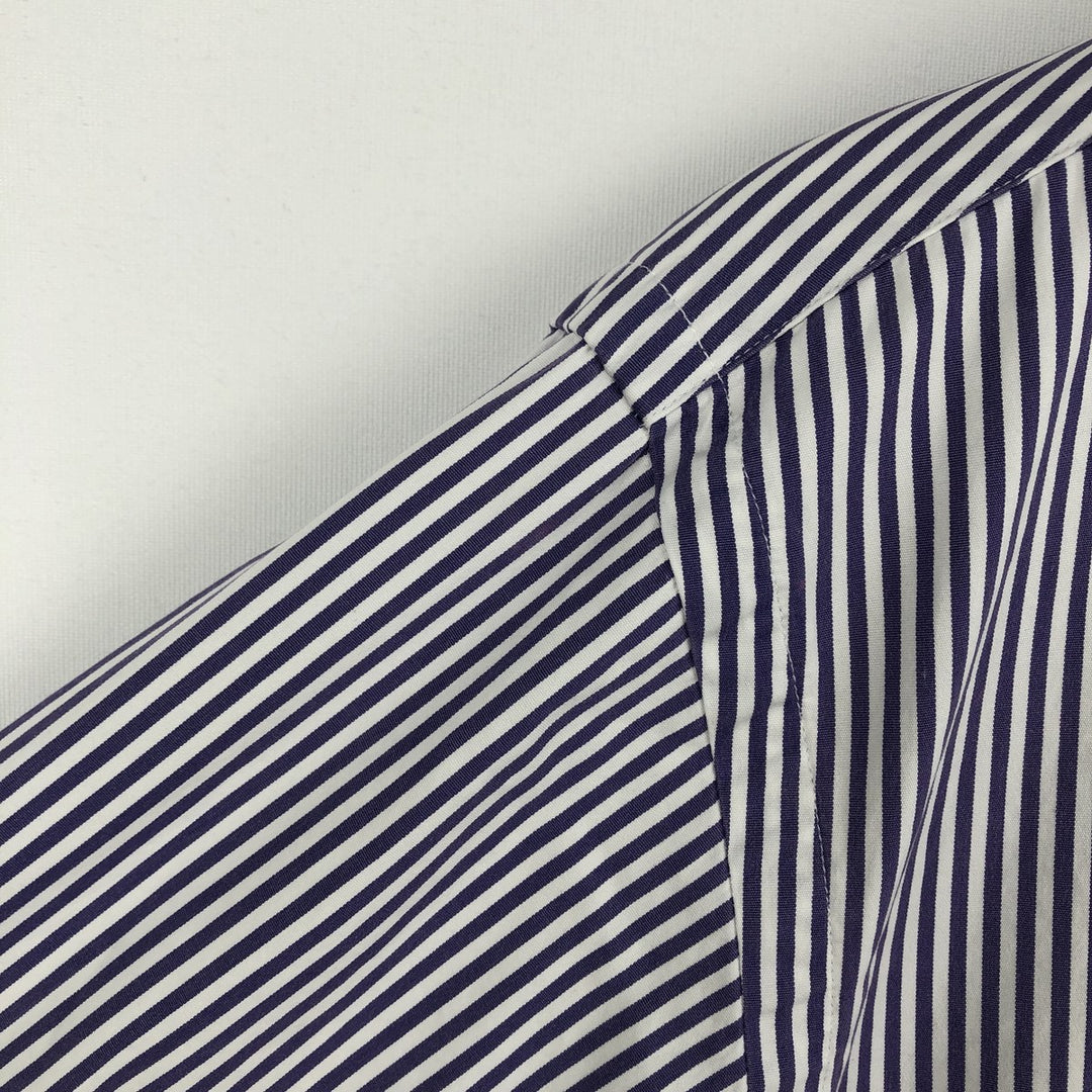 Ralph Lauren POLO by Ralph Lauren long-sleeved button-down striped shirt, men's size XL cotton purple type Vintage Second Hand