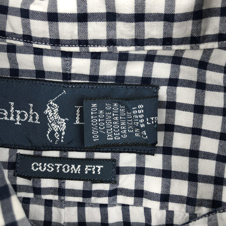 Ralph Lauren CUSTOM FIT long sleeve button down check shirt, men's size L cotton white type Vintage Second Hand