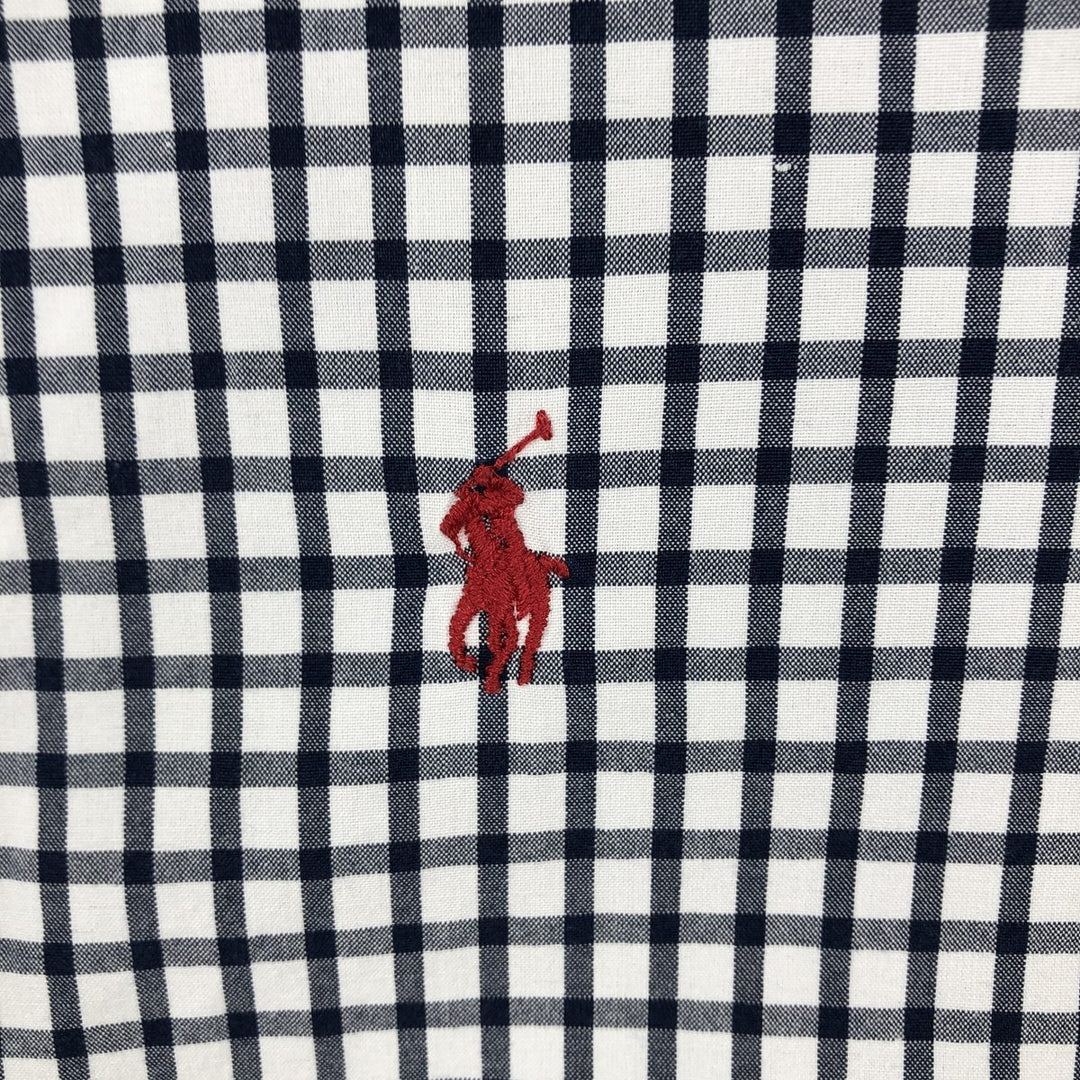 Ralph Lauren CUSTOM FIT long sleeve button down check shirt, men's size L cotton white type Vintage Second Hand