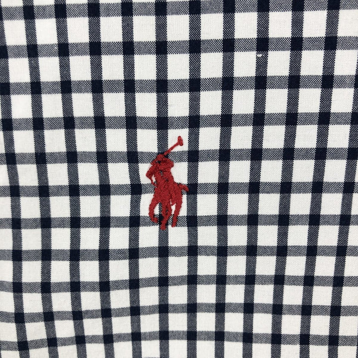 Ralph Lauren CUSTOM FIT long sleeve button down check shirt, men's size L cotton white type Vintage Second Hand