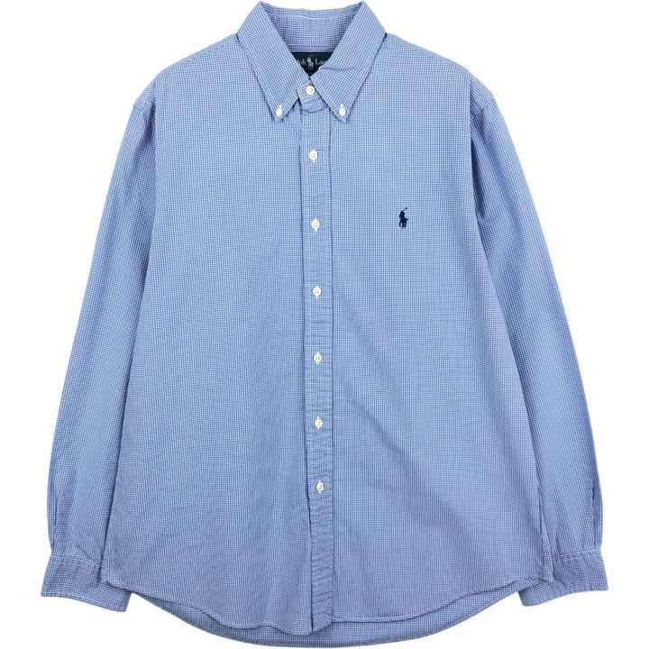 Ralph Lauren CUSTOM FIT Gingham Check Long Sleeve Button Down Check Shirt Men's L size cotton blue type Vintage Second Hand