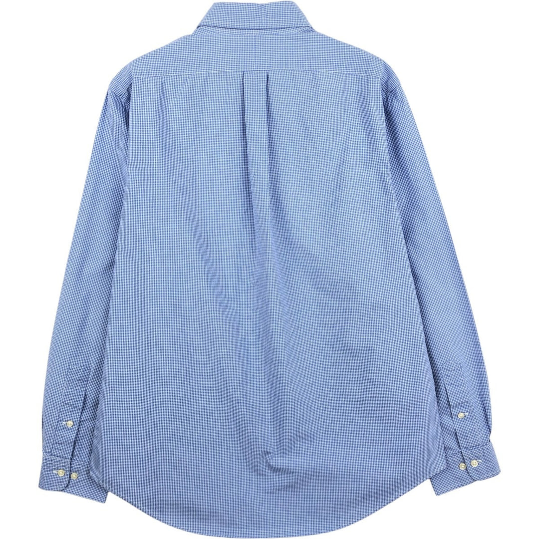 Ralph Lauren CUSTOM FIT Gingham Check Long Sleeve Button Down Check Shirt Men's L size cotton blue type Vintage Second Hand