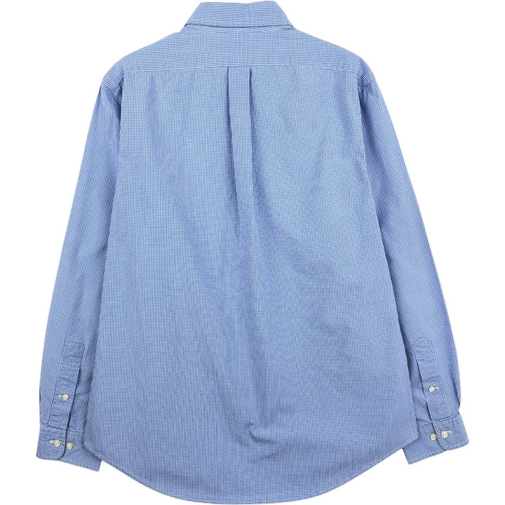 Ralph Lauren CUSTOM FIT Gingham Check Long Sleeve Button Down Check Shirt Men's L size cotton blue type Vintage Second Hand