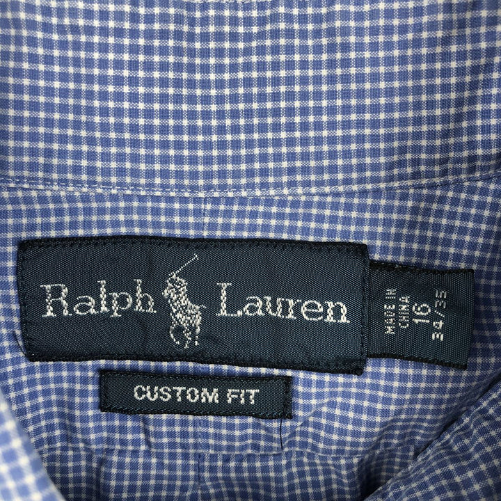 Ralph Lauren CUSTOM FIT Gingham Check Long Sleeve Button Down Check Shirt Men's L size cotton blue type Vintage Second Hand