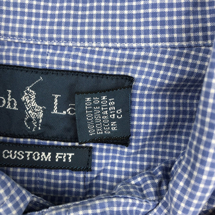 Ralph Lauren CUSTOM FIT Gingham Check Long Sleeve Button Down Check Shirt Men's L size cotton blue type Vintage Second Hand
