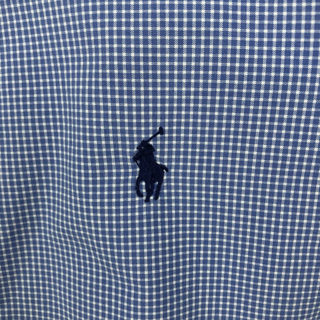 Ralph Lauren CUSTOM FIT Gingham Check Long Sleeve Button Down Check Shirt Men's L size cotton blue type Vintage Second Hand