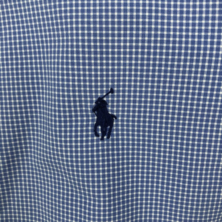 Ralph Lauren CUSTOM FIT Gingham Check Long Sleeve Button Down Check Shirt Men's L size cotton blue type Vintage Second Hand