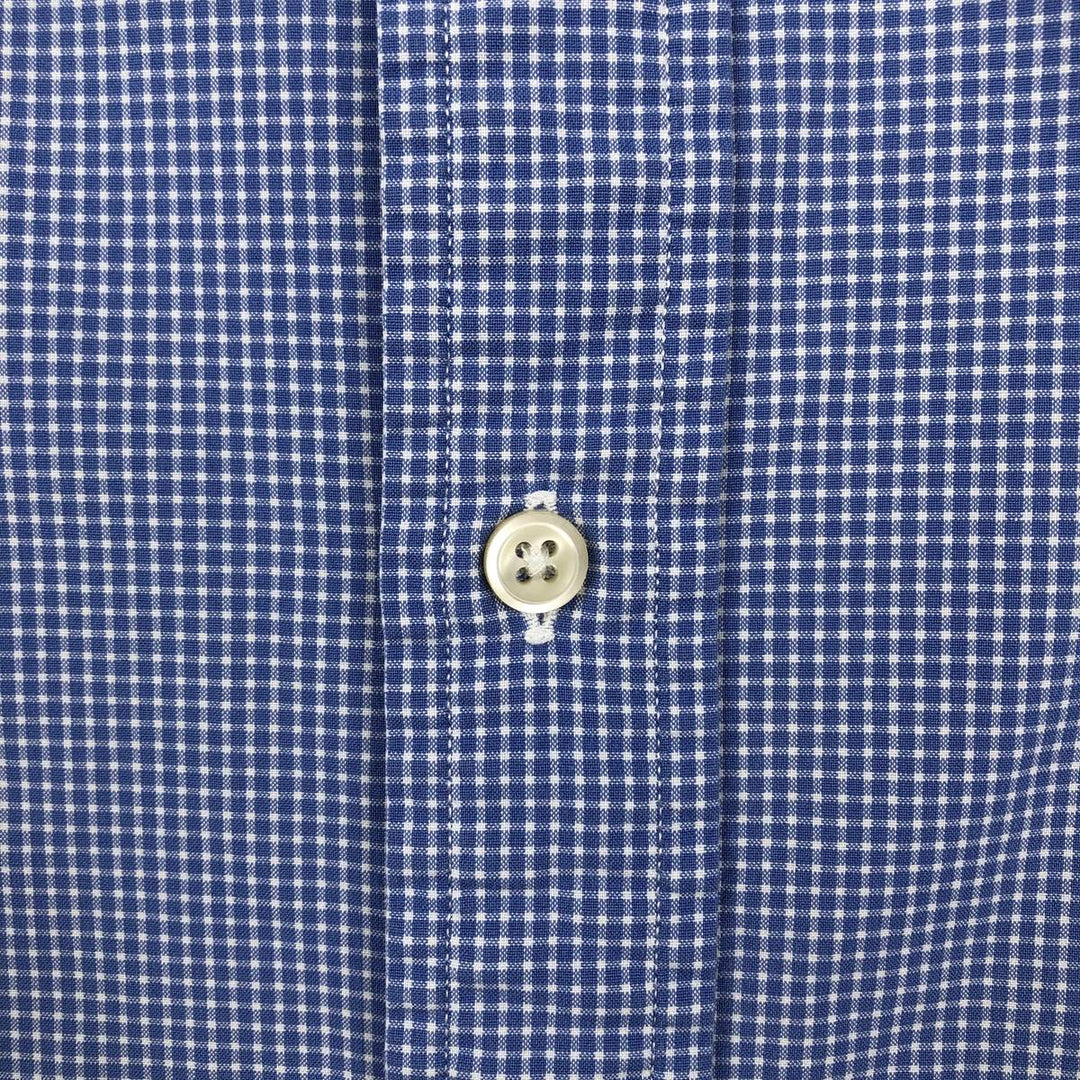 Ralph Lauren CUSTOM FIT Gingham Check Long Sleeve Button Down Check Shirt Men's L size cotton blue type Vintage Second Hand