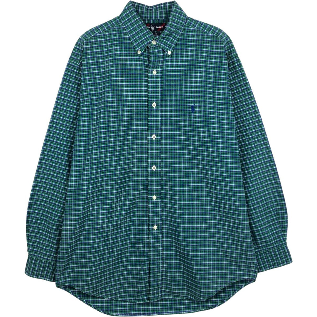 Ralph Lauren BLAKE long sleeve button down check shirt, men's size M cotton green type Vintage Second Hand