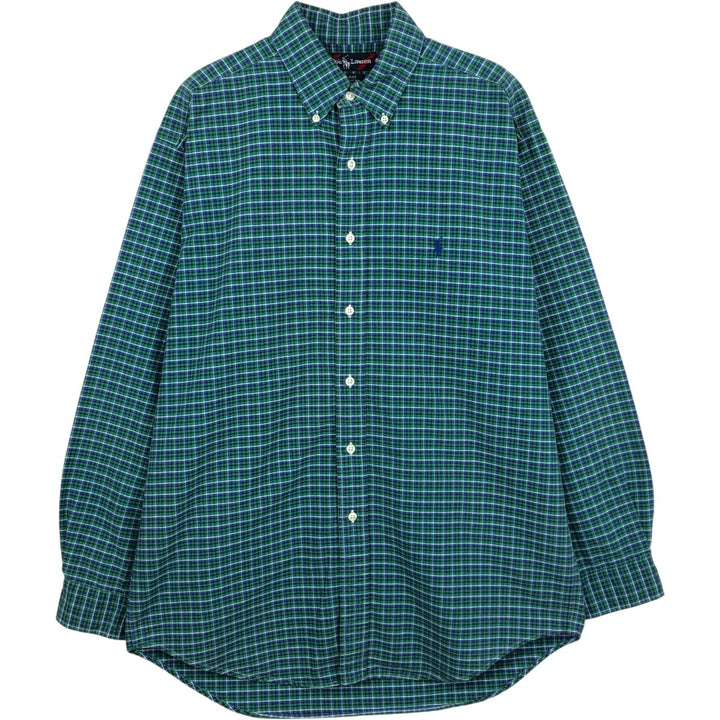 Ralph Lauren BLAKE long sleeve button down check shirt, men's size M cotton green type Vintage Second Hand