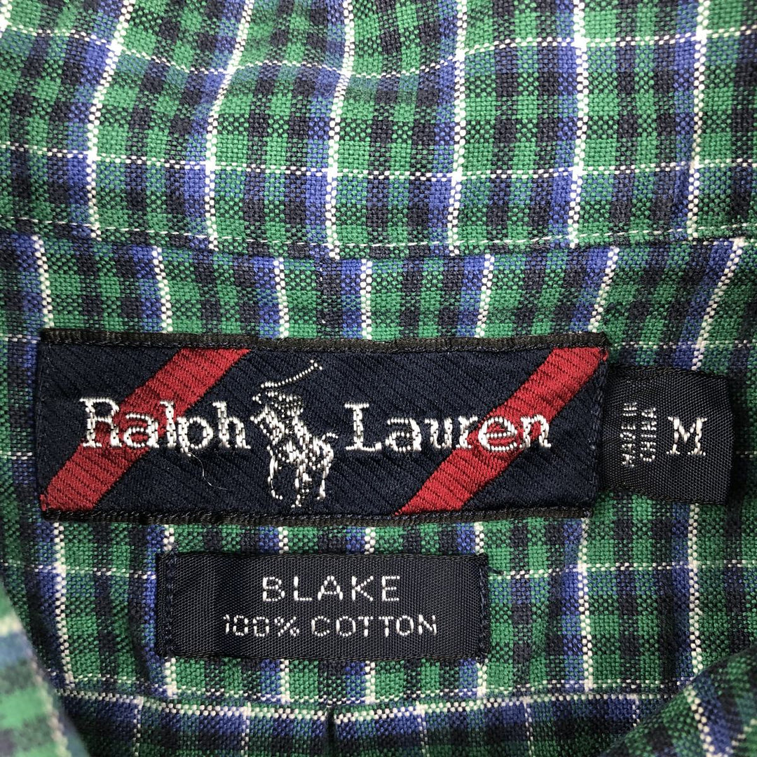 Ralph Lauren BLAKE long sleeve button down check shirt, men's size M cotton green type Vintage Second Hand