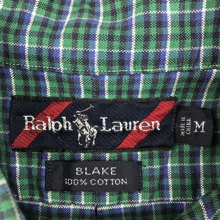Ralph Lauren BLAKE long sleeve button down check shirt, men's size M cotton green type Vintage Second Hand