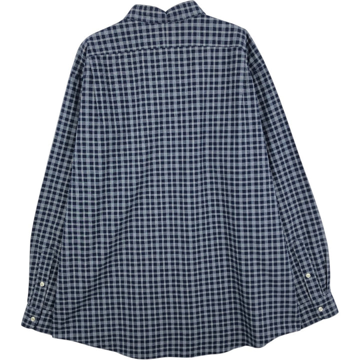 Ralph Lauren POLO by Ralph Lauren LOWELL SPORT long-sleeved cotton check shirt, men's size XL cotton navy blue type Vintage Second Hand