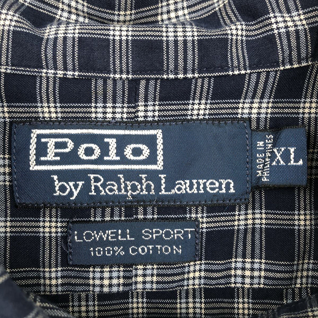 Ralph Lauren POLO by Ralph Lauren LOWELL SPORT long-sleeved cotton check shirt, men's size XL cotton navy blue type Vintage Second Hand
