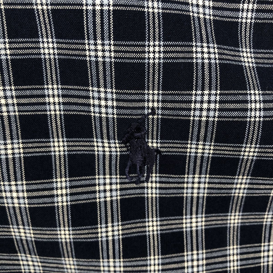 Ralph Lauren POLO by Ralph Lauren LOWELL SPORT long-sleeved cotton check shirt, men's size XL cotton navy blue type Vintage Second Hand