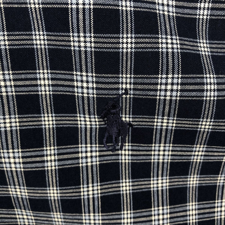 Ralph Lauren POLO by Ralph Lauren LOWELL SPORT long-sleeved cotton check shirt, men's size XL cotton navy blue type Vintage Second Hand