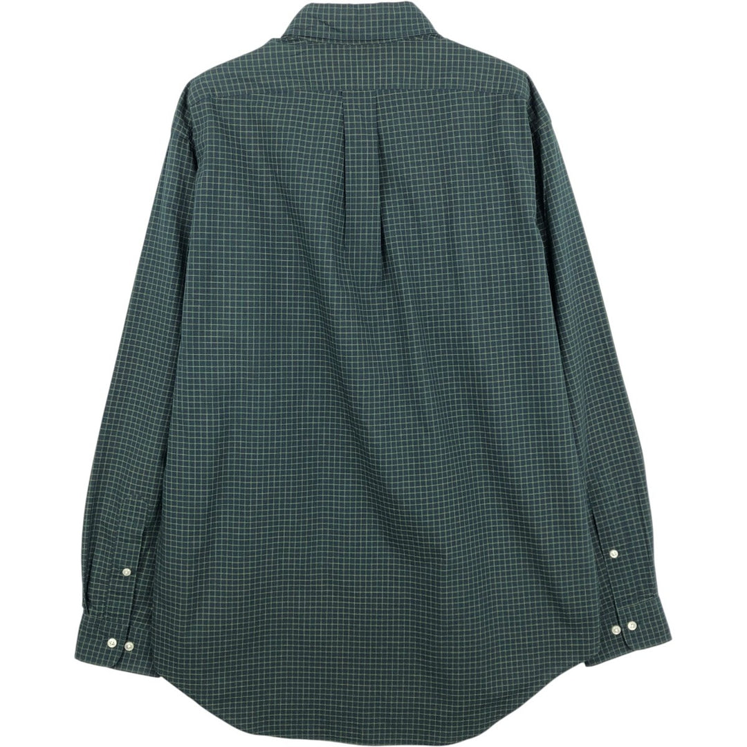 Ralph Lauren YARMOUTH Long Sleeve Button-Down Check Shirt, Men's Size M cotton dark green Vintage Second Hand
