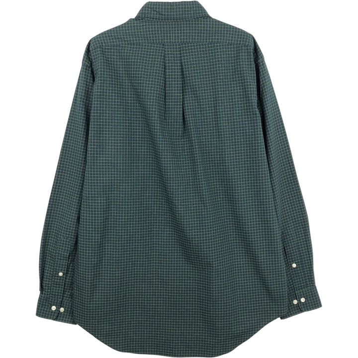 Ralph Lauren YARMOUTH Long Sleeve Button-Down Check Shirt, Men's Size M cotton dark green Vintage Second Hand