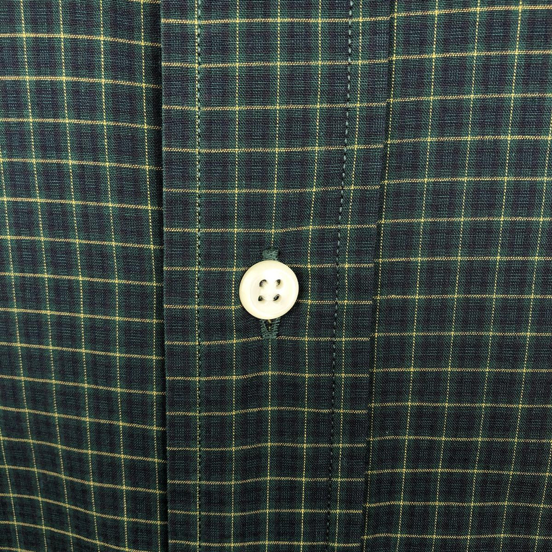 Ralph Lauren YARMOUTH Long Sleeve Button-Down Check Shirt, Men's Size M cotton dark green Vintage Second Hand