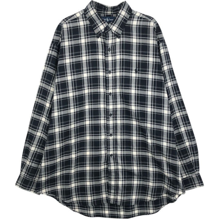 Ralph Lauren BLAKE long sleeve button down check shirt, men's size L cotton black type Vintage Second Hand