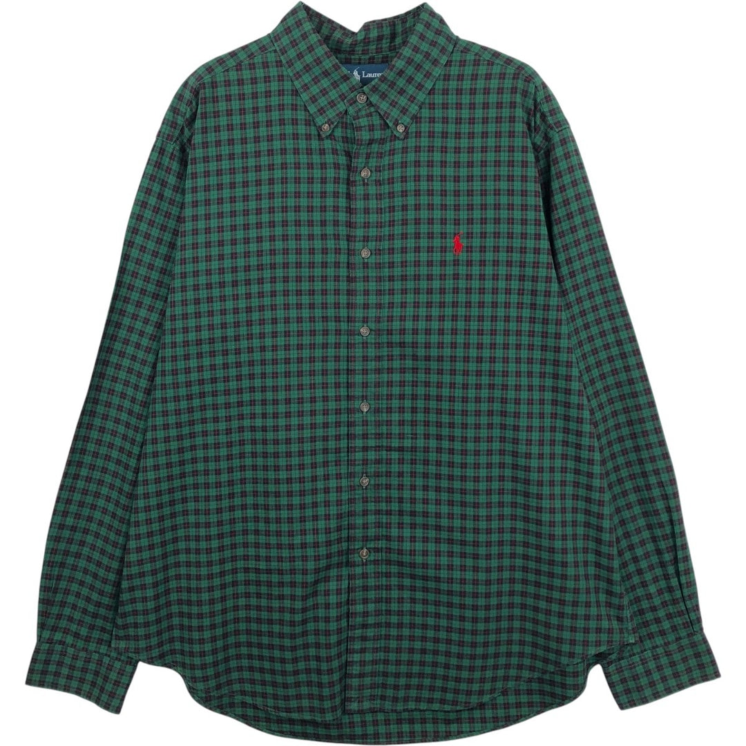 Ralph Lauren Classic Fit Long Sleeve Button Down Check Shirt Men's XL cotton green type Vintage Second Hand