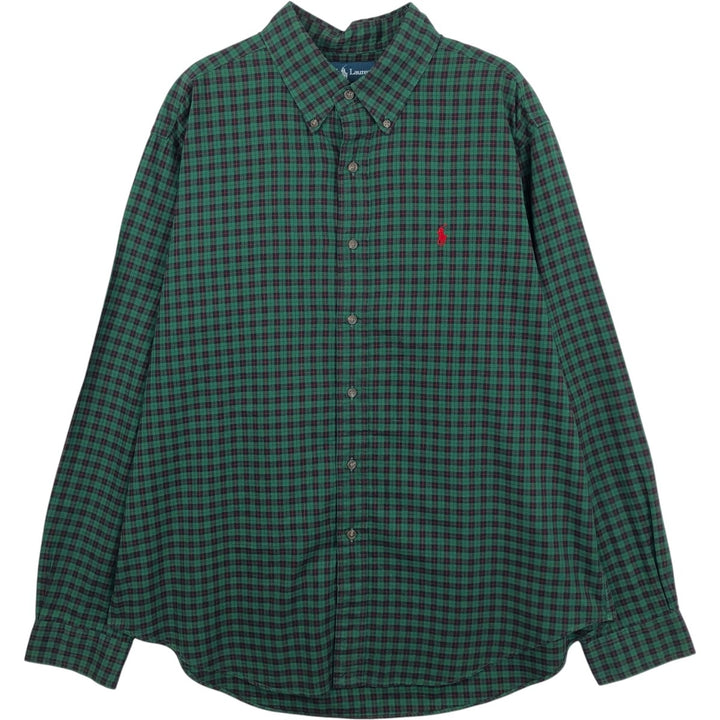 Ralph Lauren Classic Fit Long Sleeve Button Down Check Shirt Men's XL cotton green type Vintage Second Hand