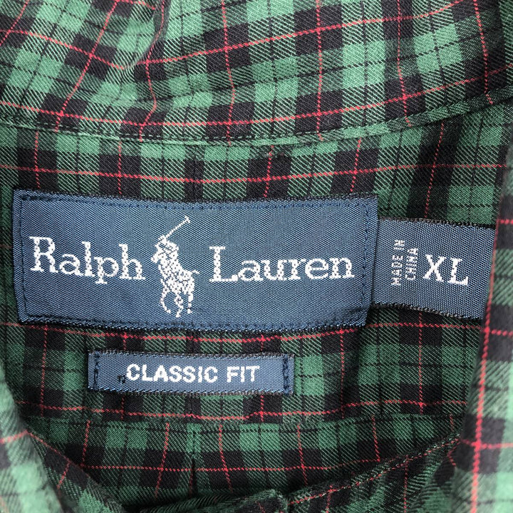 Ralph Lauren Classic Fit Long Sleeve Button Down Check Shirt Men's XL cotton green type Vintage Second Hand