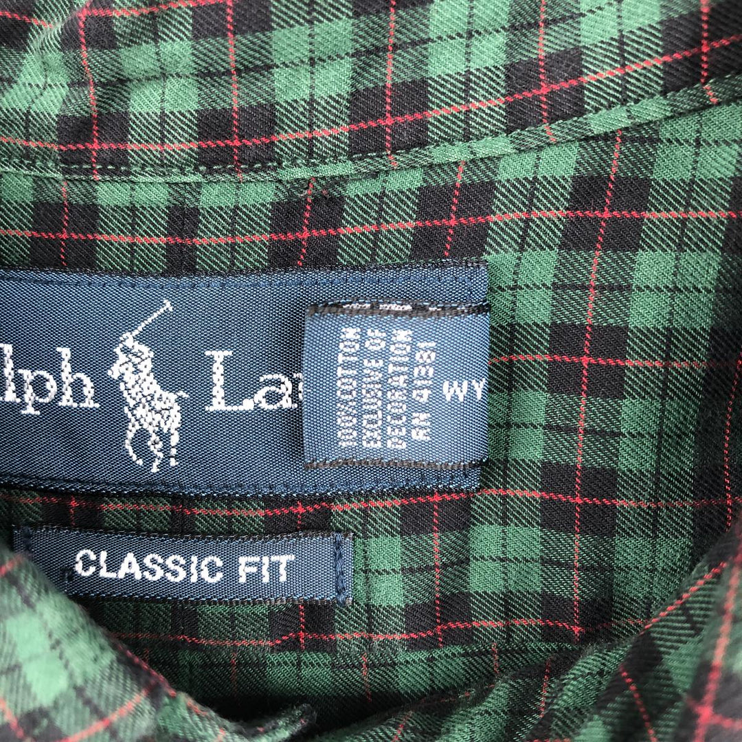 Ralph Lauren Classic Fit Long Sleeve Button Down Check Shirt Men's XL cotton green type Vintage Second Hand