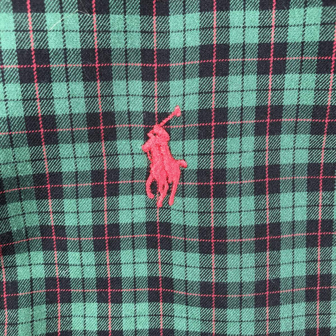 Ralph Lauren Classic Fit Long Sleeve Button Down Check Shirt Men's XL cotton green type Vintage Second Hand