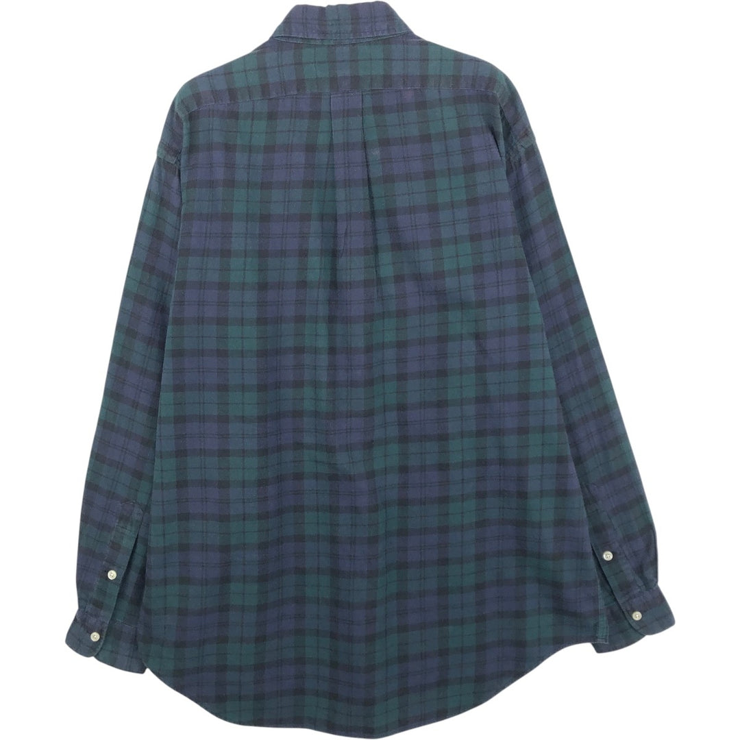 Ralph Lauren BLAIRE Blackwatch Check Long-Sleeve Button-Down Check Shirt, Men's Size M (approx.) cotton navy blue type Vintage Second Hand