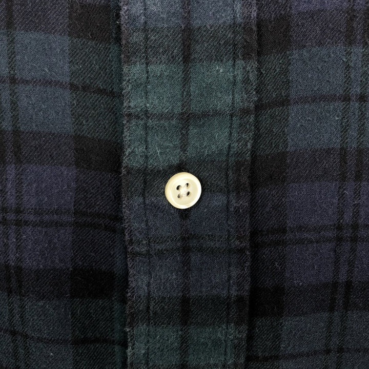 Ralph Lauren BLAIRE Blackwatch Check Long-Sleeve Button-Down Check Shirt, Men's Size M (approx.) cotton navy blue type Vintage Second Hand