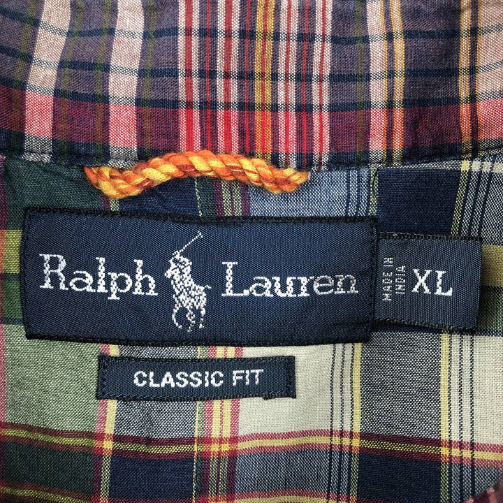 Ralph Lauren Classic Fit Long Sleeve Button Down Check Shirt Men's XL cotton navy blue type Vintage Second Hand