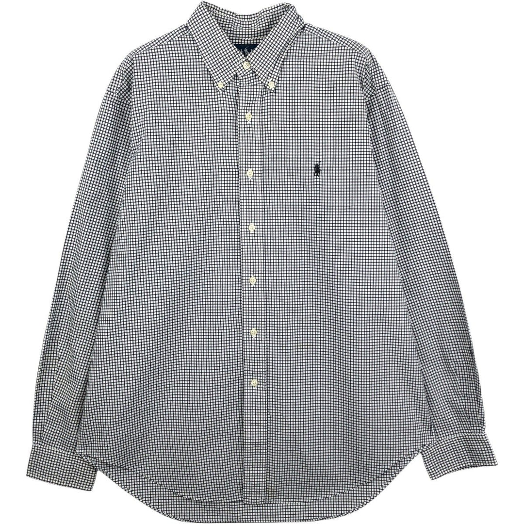 Ralph Lauren Classic Fit Gingham Check Long Sleeve Button-Down Check Shirt, Men's Size L cotton white type Vintage Second Hand
