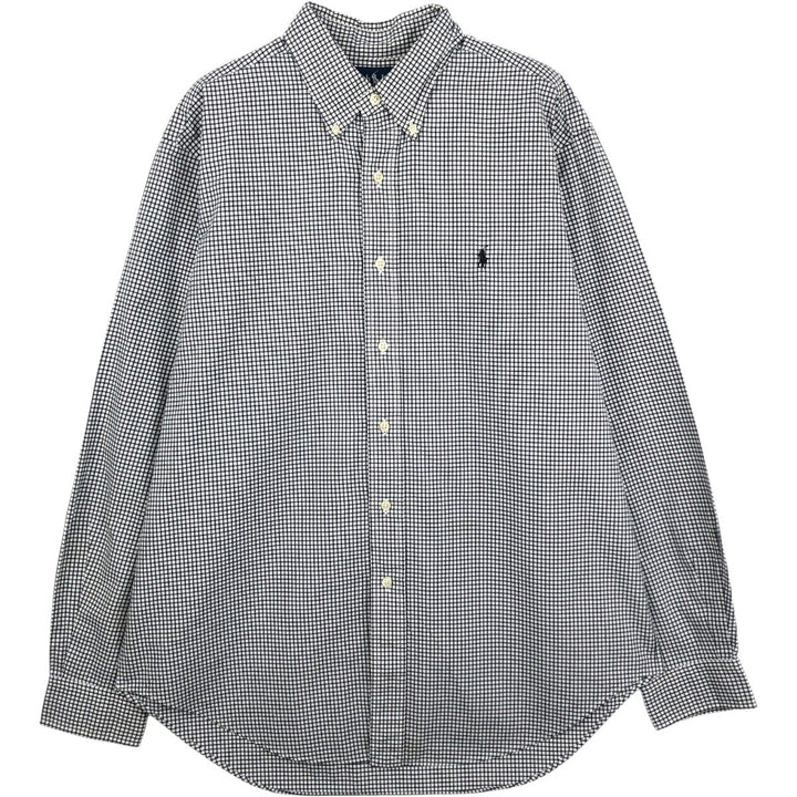 Ralph Lauren Classic Fit Gingham Check Long Sleeve Button-Down Check Shirt, Men's Size L cotton white type Vintage Second Hand