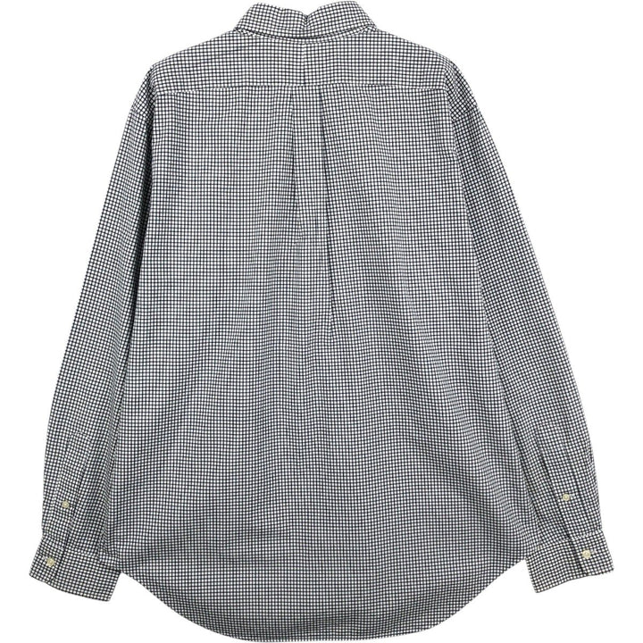 Ralph Lauren Classic Fit Gingham Check Long Sleeve Button-Down Check Shirt, Men's Size L cotton white type Vintage Second Hand