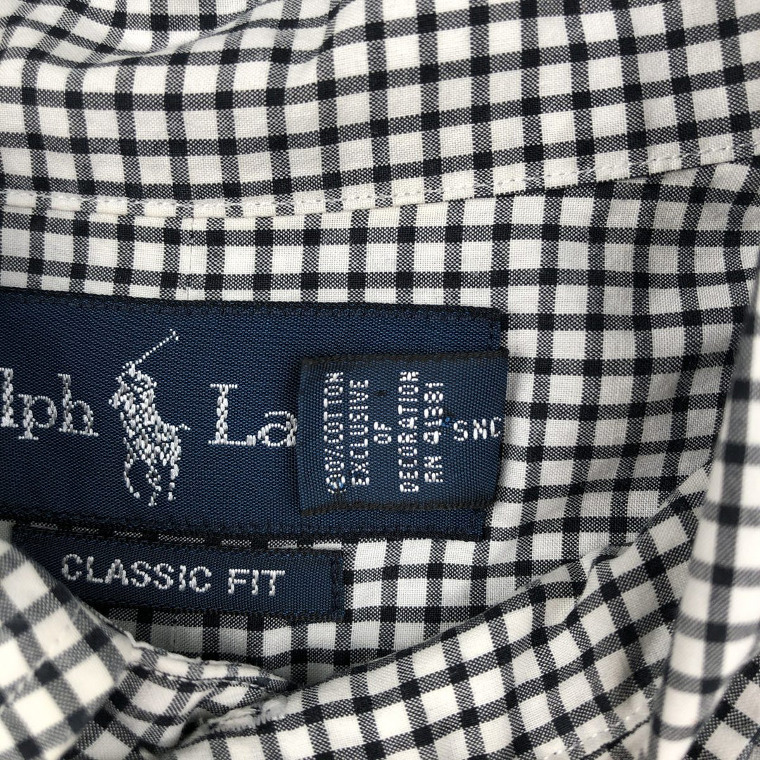 Ralph Lauren Classic Fit Gingham Check Long Sleeve Button-Down Check Shirt, Men's Size L cotton white type Vintage Second Hand