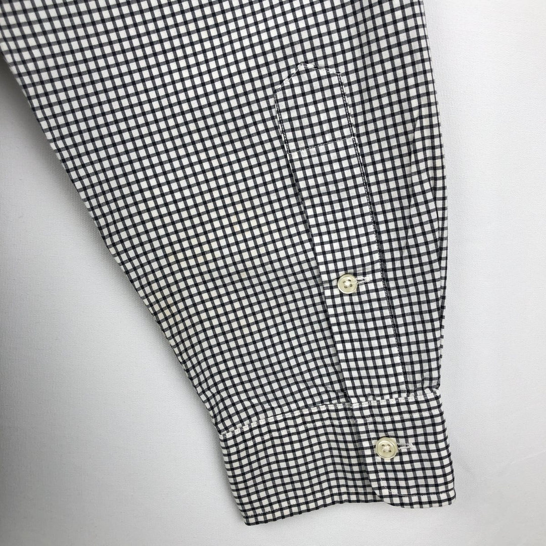 Ralph Lauren Classic Fit Gingham Check Long Sleeve Button-Down Check Shirt, Men's Size L cotton white type Vintage Second Hand