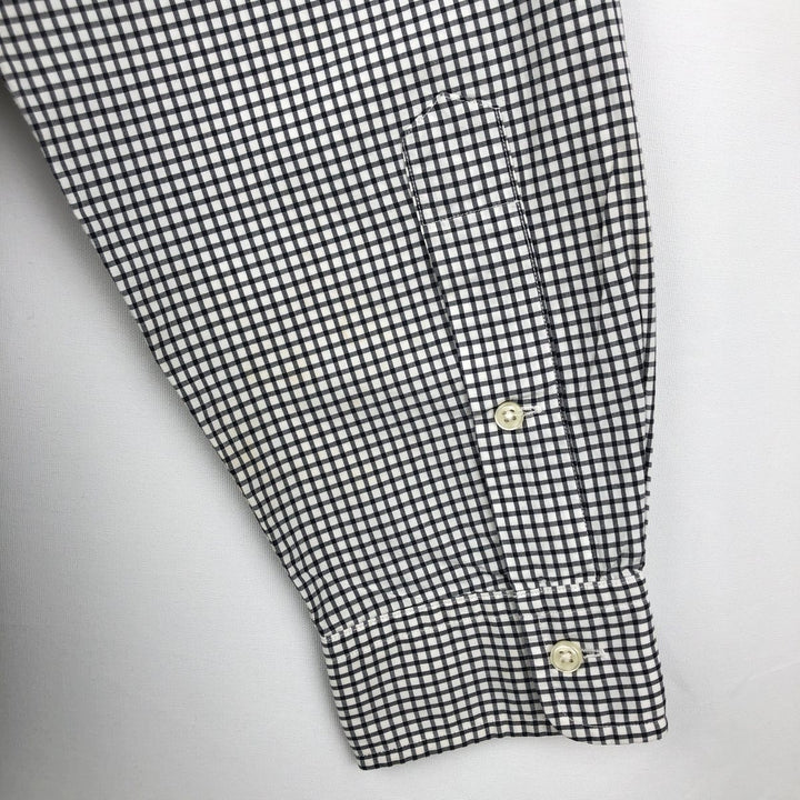 Ralph Lauren Classic Fit Gingham Check Long Sleeve Button-Down Check Shirt, Men's Size L cotton white type Vintage Second Hand