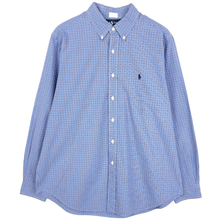 Ralph Lauren Classic Fit Long Sleeve Button Down Check Shirt Men's XL cotton blue type Vintage Second Hand
