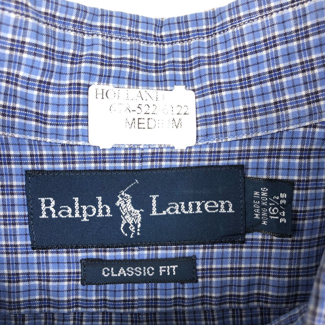 Ralph Lauren Classic Fit Long Sleeve Button Down Check Shirt Men's XL cotton blue type Vintage Second Hand