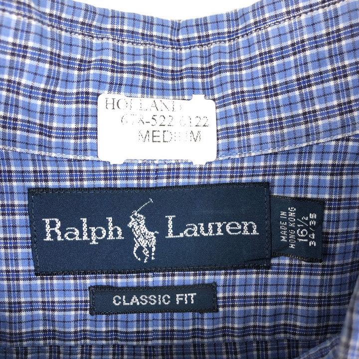 Ralph Lauren Classic Fit Long Sleeve Button Down Check Shirt Men's XL cotton blue type Vintage Second Hand