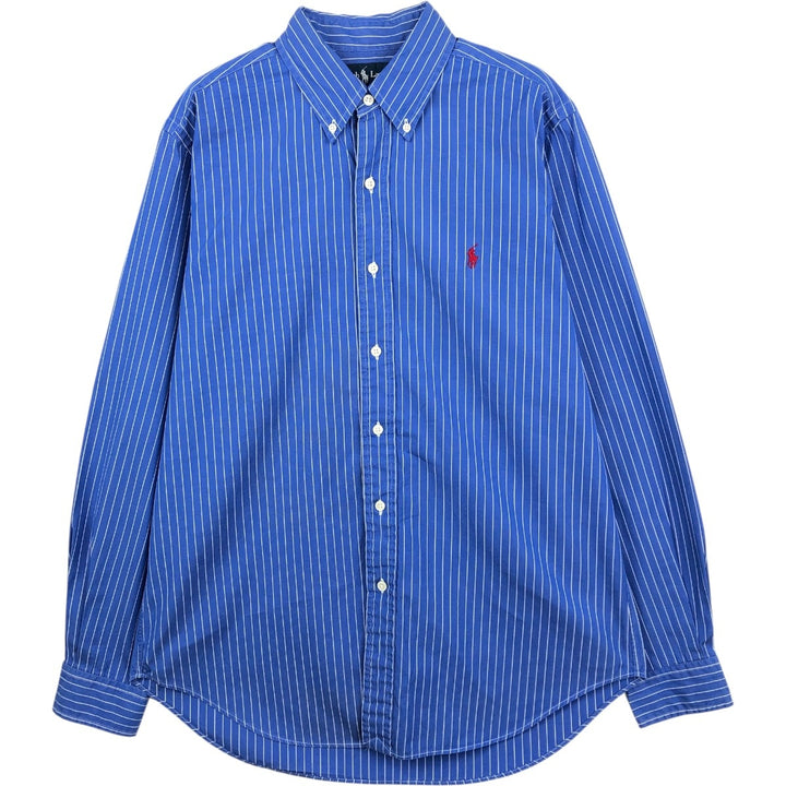 Ralph Lauren Classic Fit Long Sleeve Button Down Striped Shirt Men's M cotton blue type Vintage Second Hand