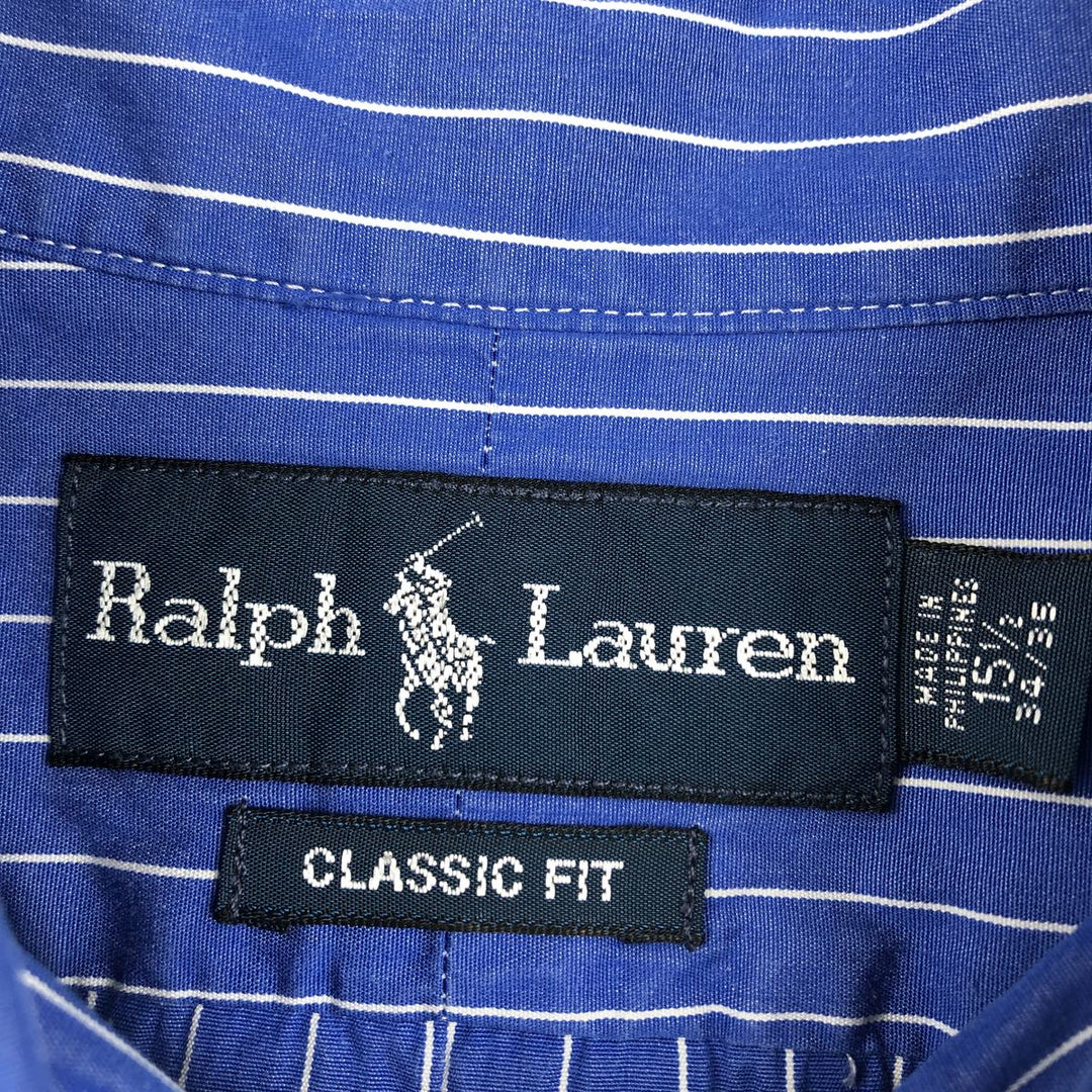Ralph Lauren Classic Fit Long Sleeve Button Down Striped Shirt Men's M cotton blue type Vintage Second Hand