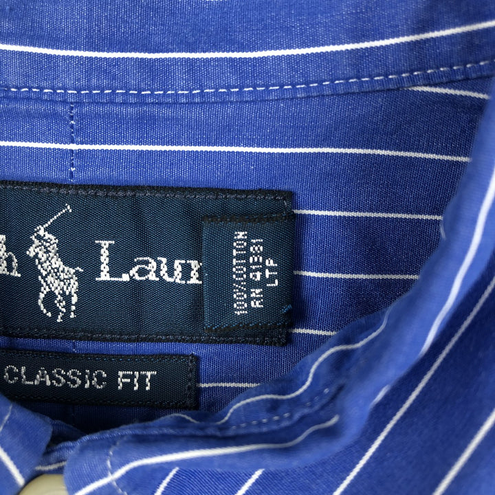 Ralph Lauren Classic Fit Long Sleeve Button Down Striped Shirt Men's M cotton blue type Vintage Second Hand