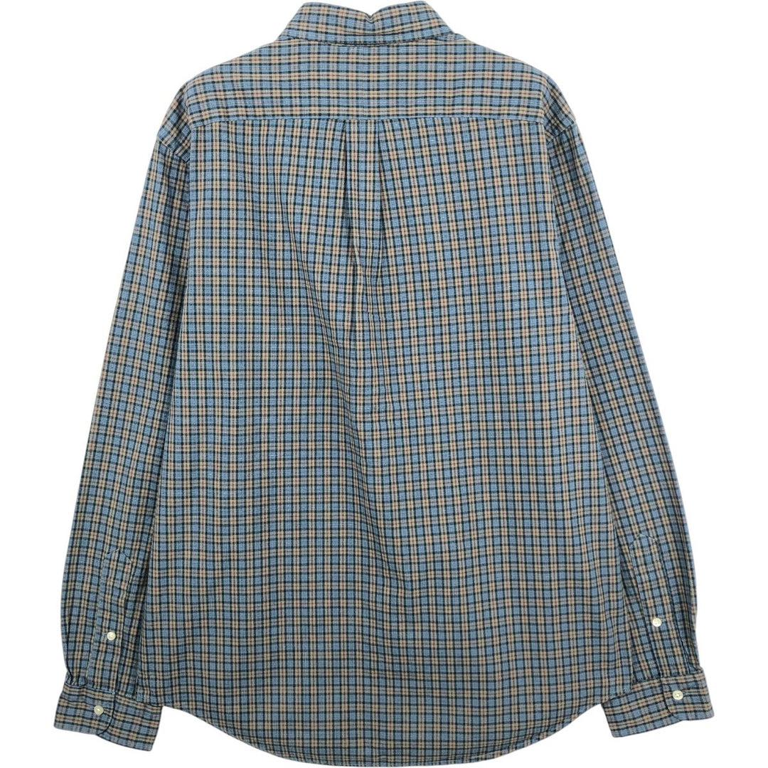 Ralph Lauren long sleeve button down check shirt, men's size L cotton Blue type light blue Vintage Second Hand