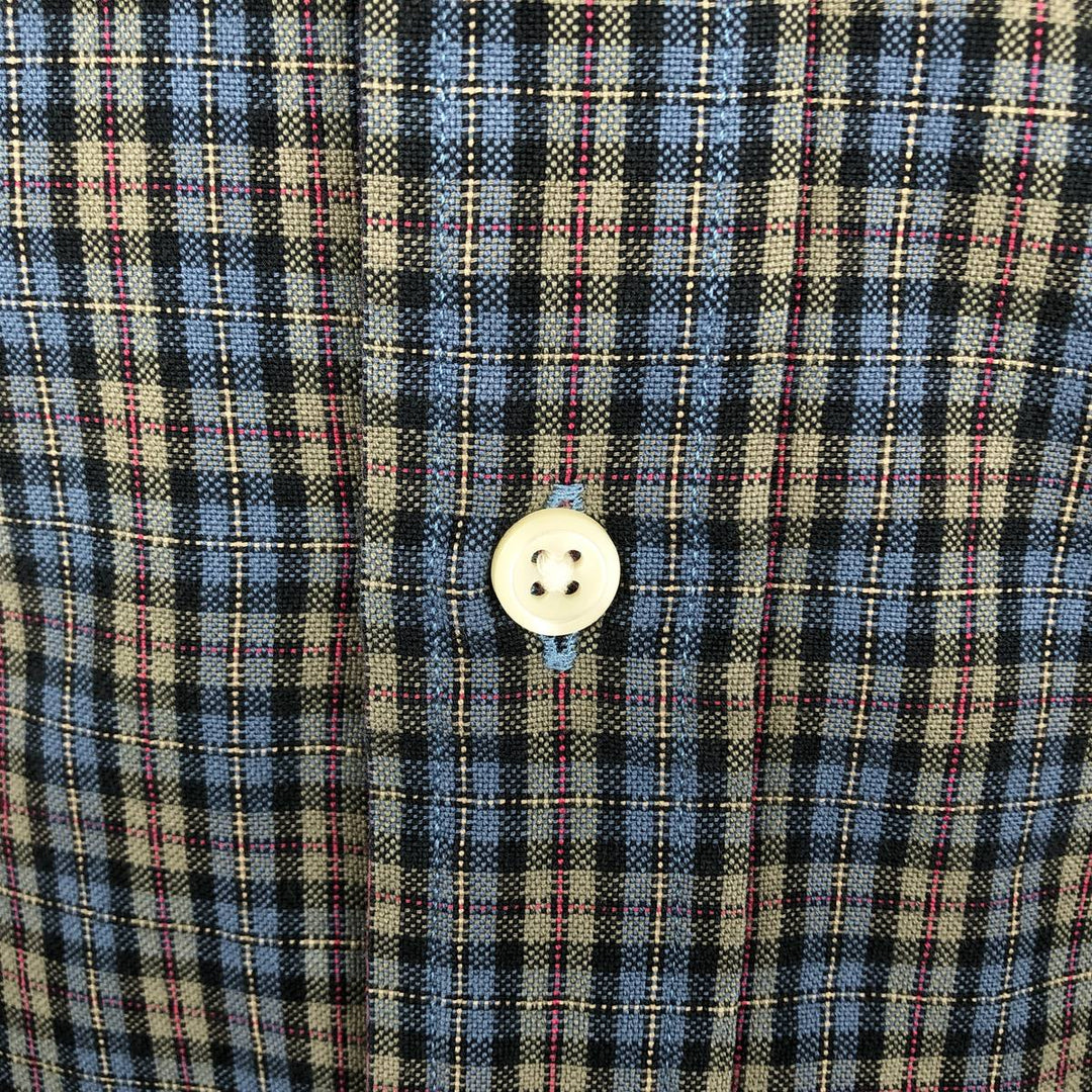 Ralph Lauren long sleeve button down check shirt, men's size L cotton Blue type light blue Vintage Second Hand